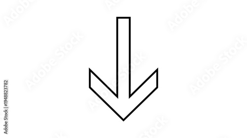 Bold downward arrow vector symbol showing clear direction for navigation or scrolling in design