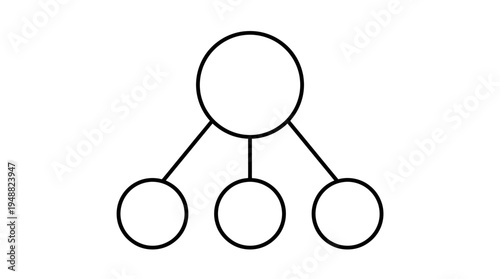 Organizational chart vector showing top level with three connected teams in hierarchical structure
