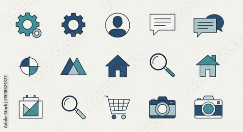 Collection of modern flat design icons for web and mobile applications.