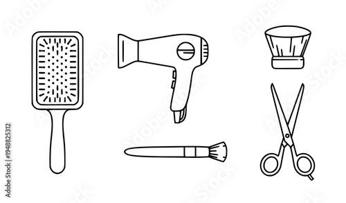 Flat minimal hair and cosmetic icon bundle with editable strokes for shops and publications