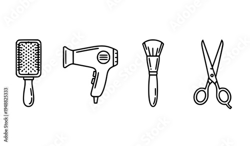 Editable thin line hair and beauty icons for stores, books, and design projects