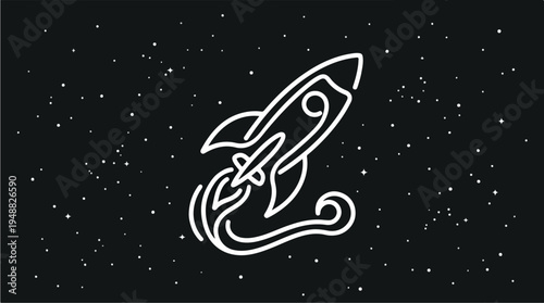 Rocket Ship Space Icon.