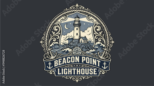Vintage Lighthouse Emblem Design.