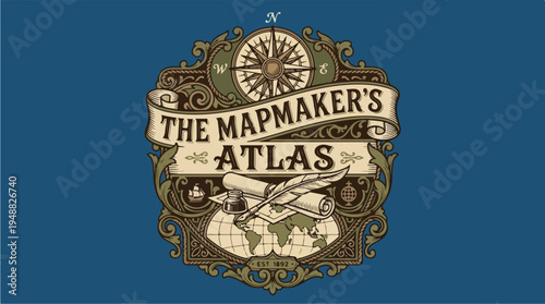 Vintage Map Makers Atlas Logo.