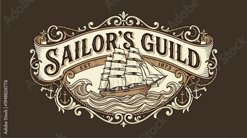 Vintage Sailor Guild Emblem Design.