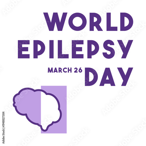 Vector illustration for World Epilepsy Day on March 26, also known as Purple Day. Brain icon.