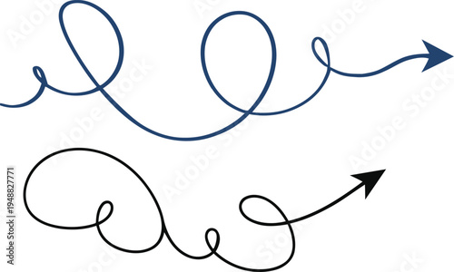 Two swirling arrow designs isolated on transparent background