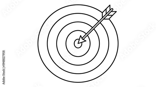  Target with arrow hitting bullseye symbolizing accuracy and goal achievement.