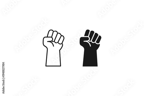 icon and outline raised clenched fist
