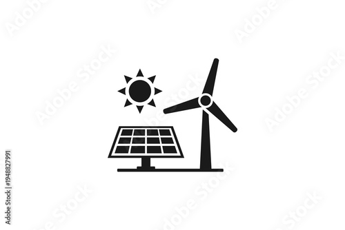 solar panels and windmills green renewable energy