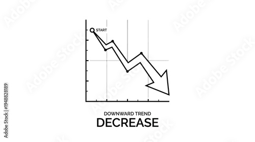 Graphic showing decrease with arrows symbolizing decline in data or performance.