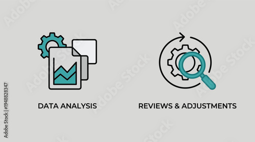 Data analysis and reviews adjustments vector graphic illustration design