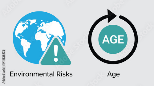 Environmental risks and age concept in a vector graphic illustration design