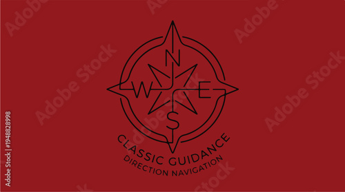 Vintage compass navigation symbol icon.