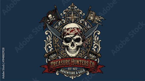 Pirate Skull Emblem Design.