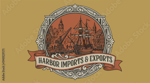 Harbor Imports Exports Logo Design.