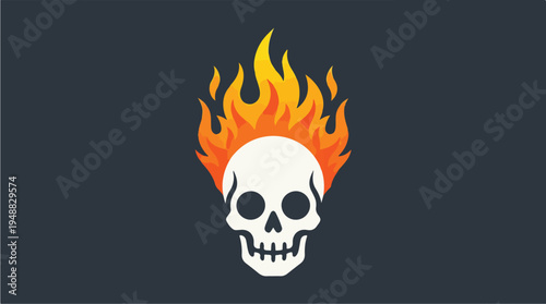 Flaming Skull Icon Graphic Design.