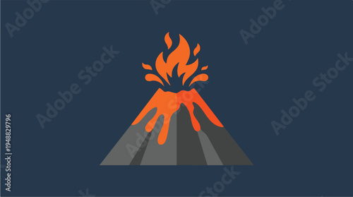 Volcano Eruption Graphic Illustration.