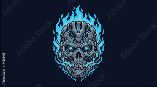 Flaming Skull Graphic Design Element 1.