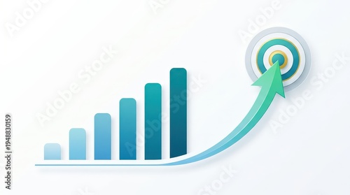 Upswing in sales metrics and strategy. Progress indicators showing success in sales achievements