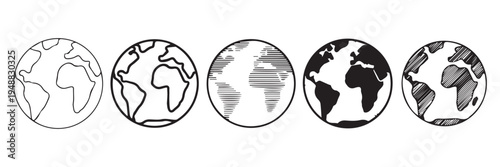 Globe icons set. Planet earth symbol collection. World planet earth icon line and flat style - stock vector.