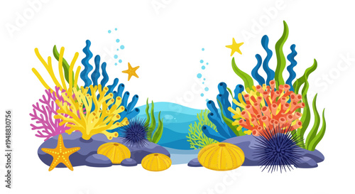 Vibrant Coral Reef Ecosystem with Marine Life and Underwater Scenery