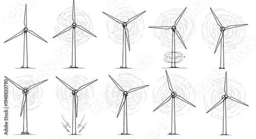 Wind Turbine Rotation Stages - Renewable Energy Concept