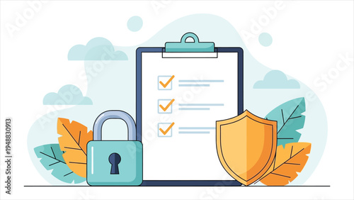 Secure Local Cloud Compliance Checklist Illustration – Flat Vector Design
