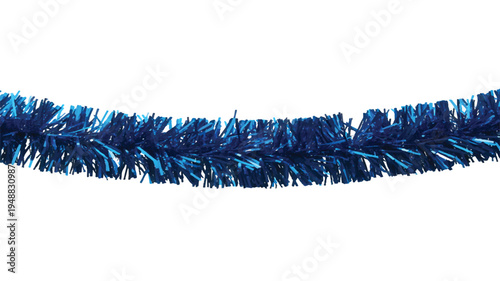 Vibrant blue tinsel garland, a sparkling festive decoration perfect for holiday celebrations