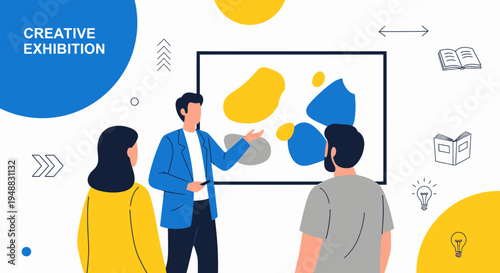 A creative agency team discusses ideas at a meeting with a presentation