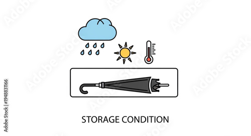 Weather conditions and umbrella storage illustration.