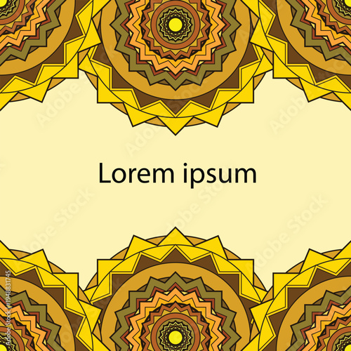 Simple Geometric decorative with Mandala seamless Pattern backgound with copyspace