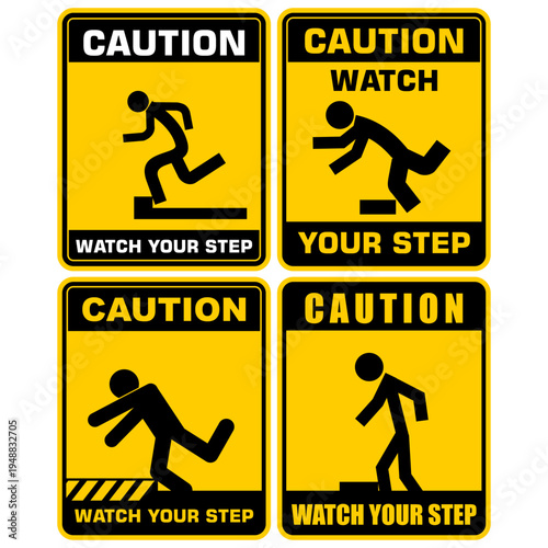 caution, what your step, sign vector