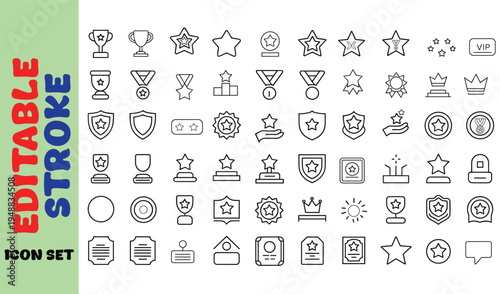 Set of black and white and achievement on white background