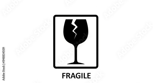 Fragile Glass Symbol Warning Sign.