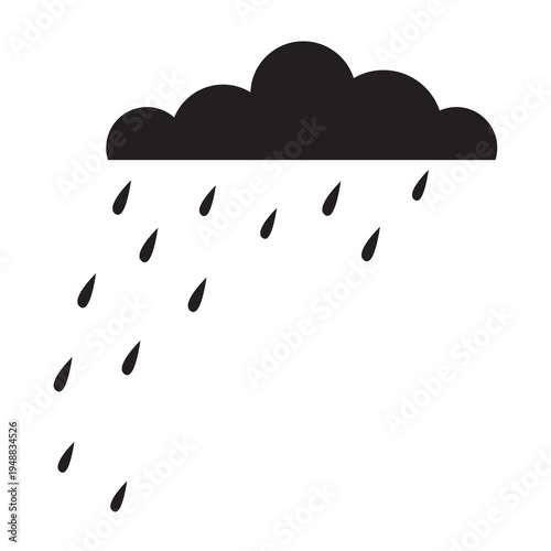 Rain cloud with raindrops falling down weather symbol transparent background