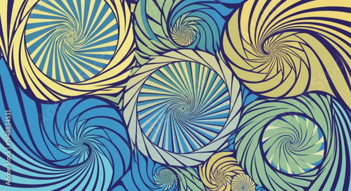 Abstract Swirling Patterns in Blue and Yellow.