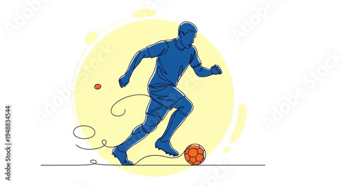 Soccer Player Dribbling Ball During Game.