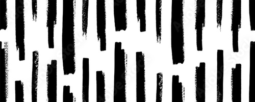 Geometric Brush Paint Line Seamless Pattern. Pencil Brush Stroke Straight Line. Crayon Texture Background. Hand Drawn Vector Abstract Bg