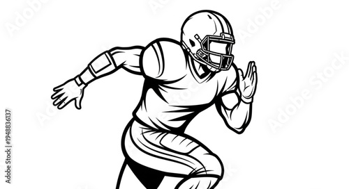 American Football Player Running Fast During Game.