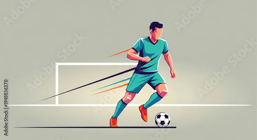 Soccer Player Dribbling Ball During Game.