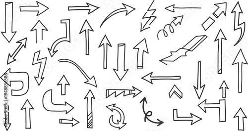 Collection of various arrows pointing in different directions