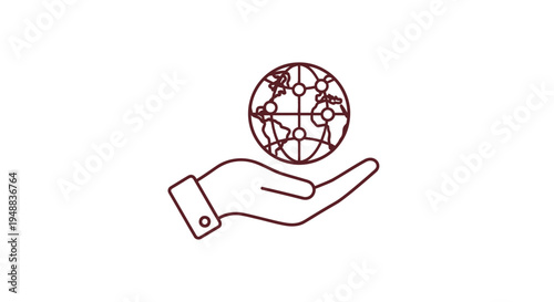 Hand holding a small globe model.