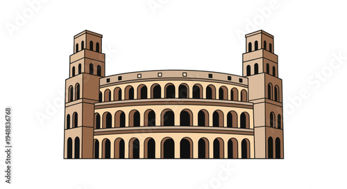 Large Ancient Roman Style Building Architecture.