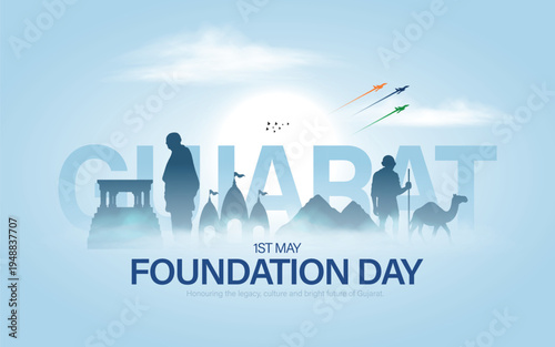 Gujarat Foundation Day 66th Celebrations,  Gujarat Sthapana Divas, 1st May, Social Media Post Template Design.