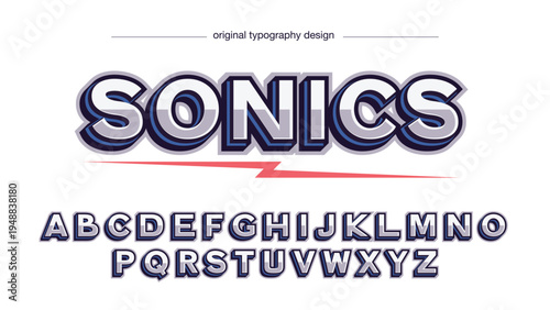 A creative typography design featuring the word SONICS with alphabet letters