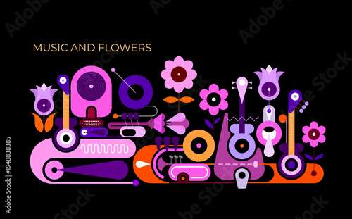 Music And Flowers graphic design
