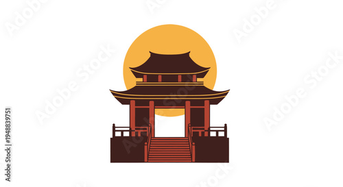 Asian Style Pagoda Building Structure.