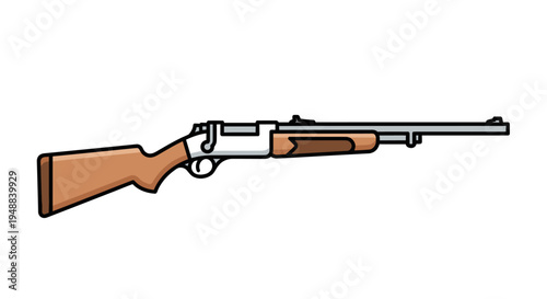 Rifle with brown wooden stock.