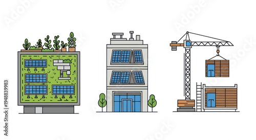 Buildings with solar panels installed.